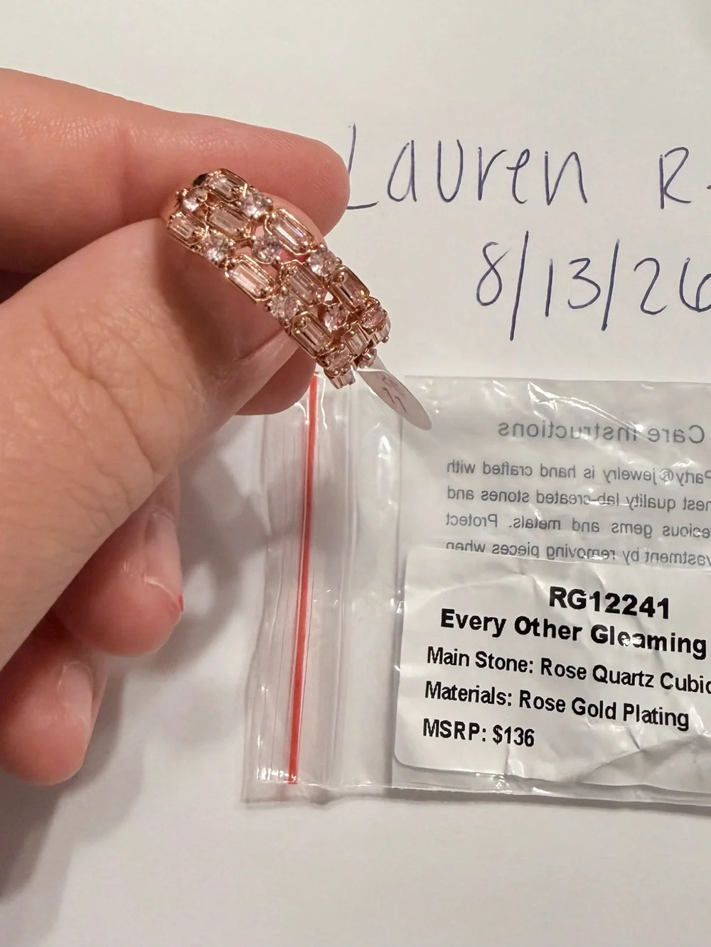 Every Other Gleaming rose quartz size 11